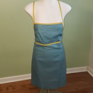 Blue/ Yellow Leather Strappy Dress